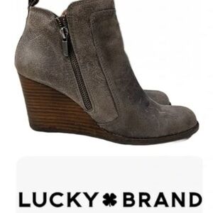 Lucky Brand

 yahir wedge bootie 

size 6